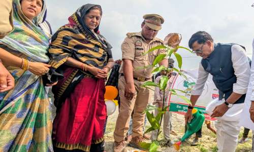 एक पेड़ मां के नाम अभियान के तहत भीलमपुर में हुआ बृहद पौधारोपण।